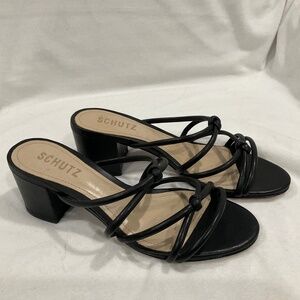 Schutz Strappy Leather Mule Sandals- Size 5.5